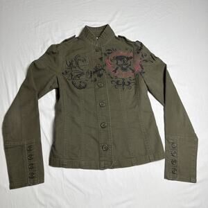 Vintage Y2K Morbid Threads ( Hot Topic) Goth Military Style Jacket - Size M